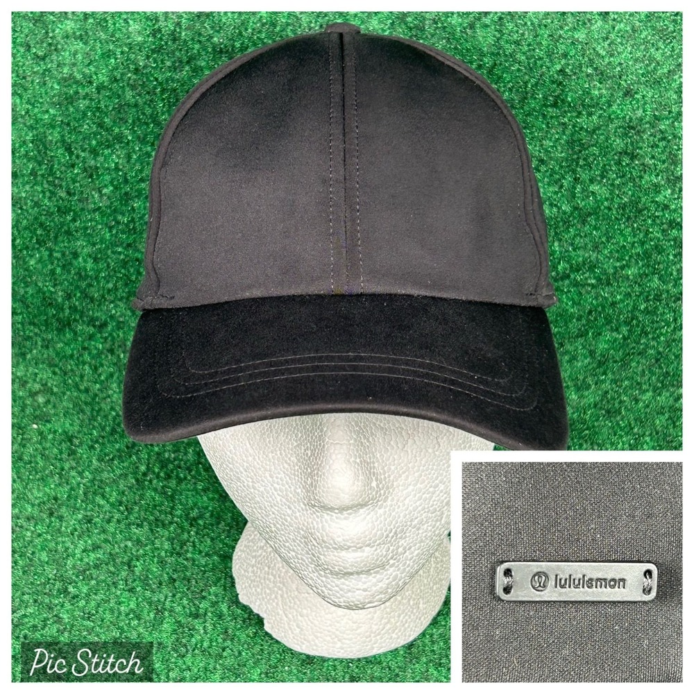 Lululemon Black Pull Through Adjustable Strap Back Hat One Size Athleisure Gym